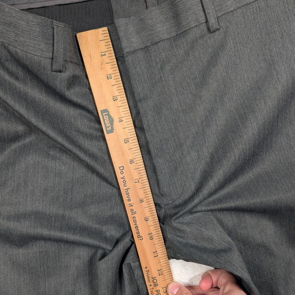 Perry Ellis Dress Pants Men 36x32 Charcoal Grey Heathered Flat Front Trousers - Picture 5 of 10